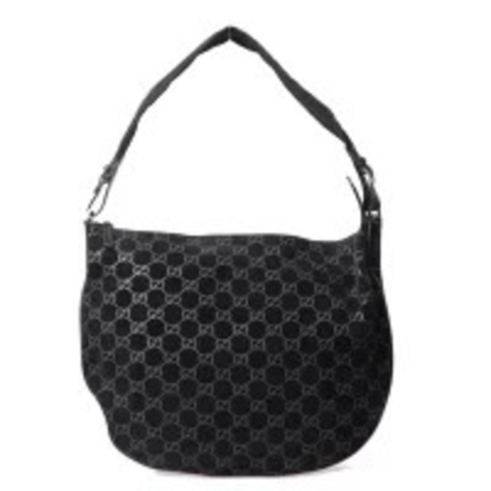 Gucci GG Suede Hobo Bag black monogram suede body leather